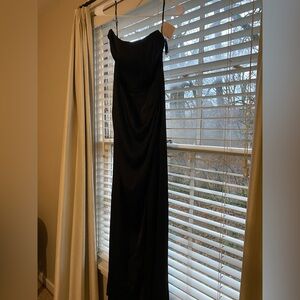 NWT strapless black satin dress